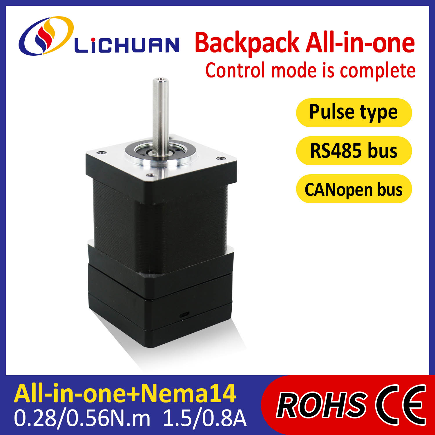 Ryggsekk Type NEMA14 Open Loop-Closed Loop Integrated Stepper Motor