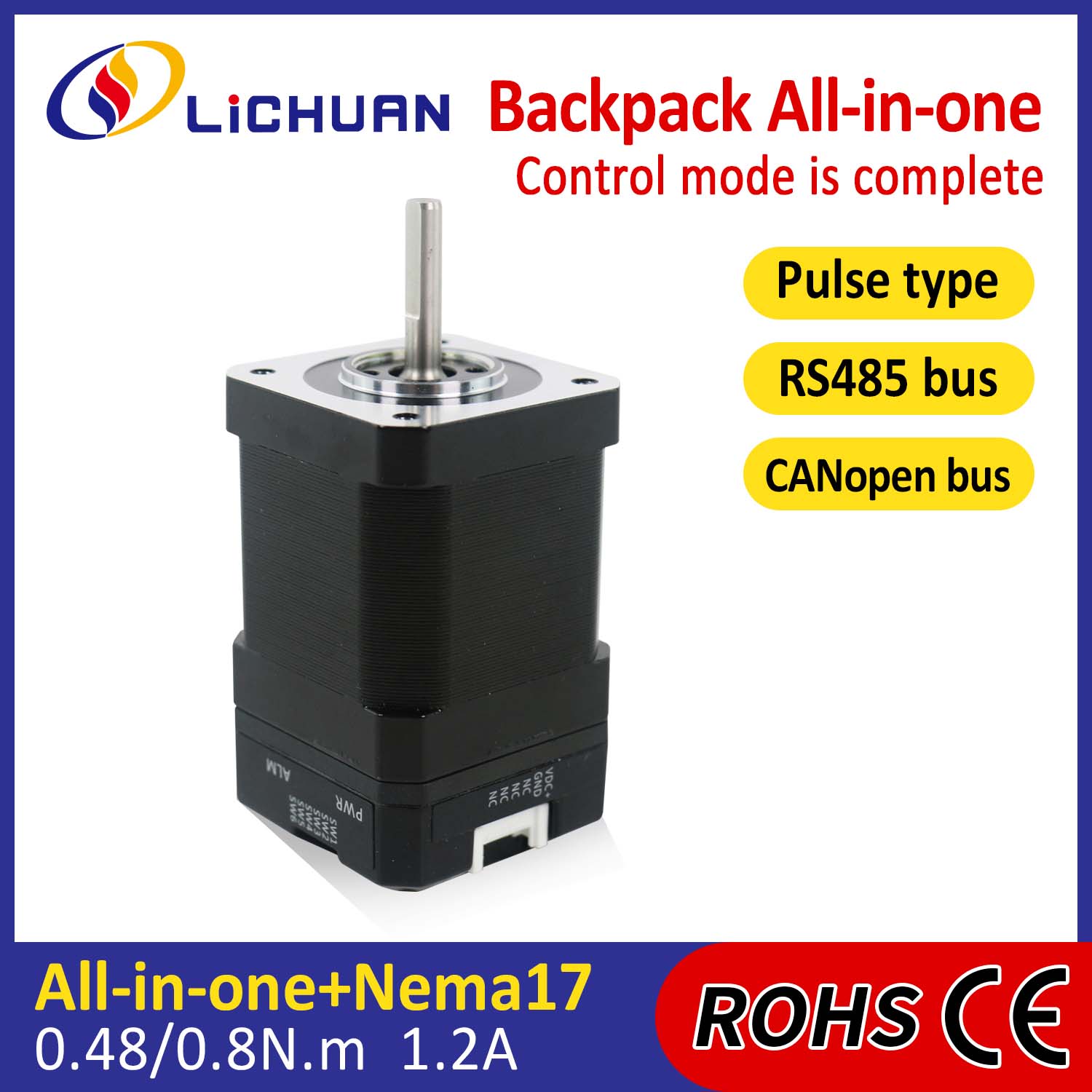 Ryggsekk Type NEMA17 Open Loop-Closed Loop Integrated Stepper Motor