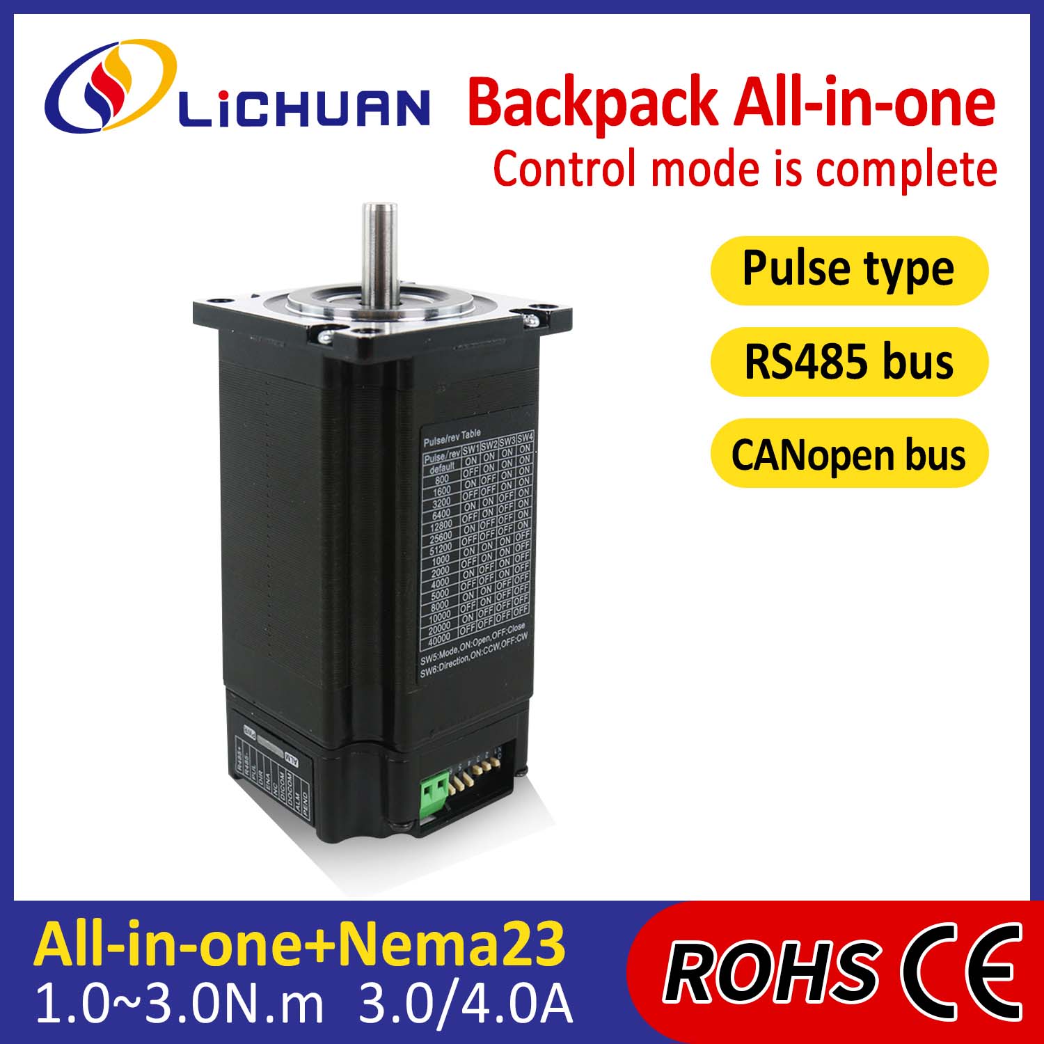 Ryggsekk Type NEMA23 Open Loop-Closed Loop Integrated Stepper Motor