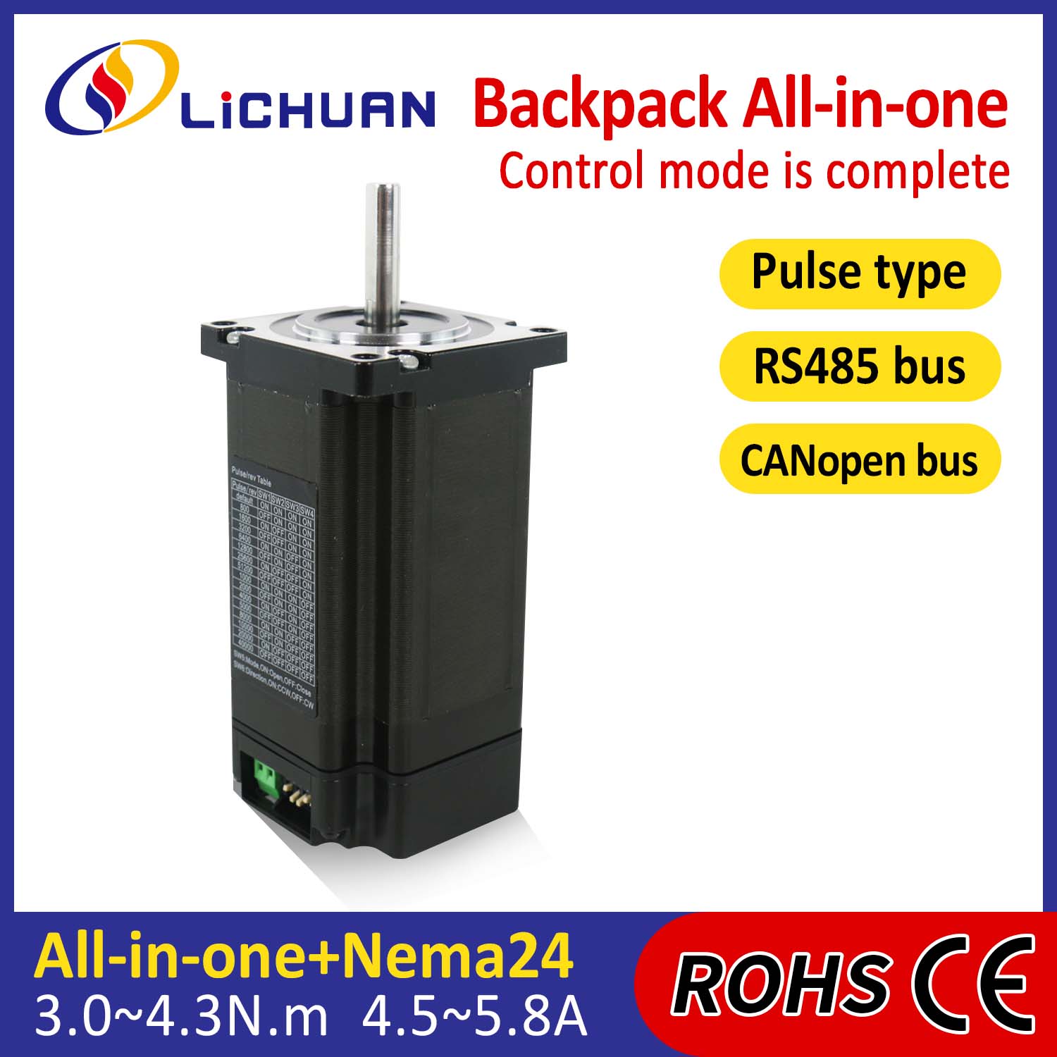Ryggsekk Type NEMA24 Open Loop-Closed Loop Integrated Stepper Motor